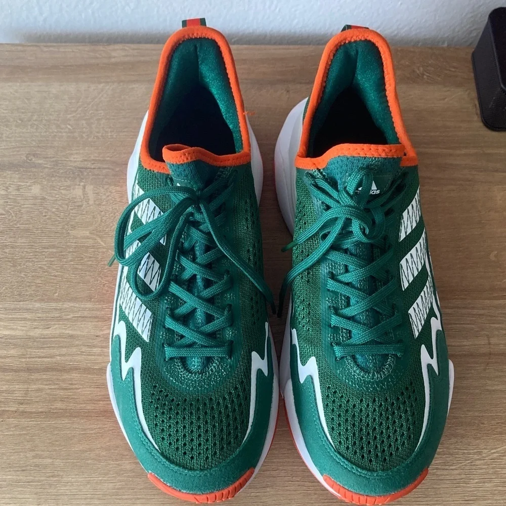 Adidas Forest Green and Bright Orange Running Shoes